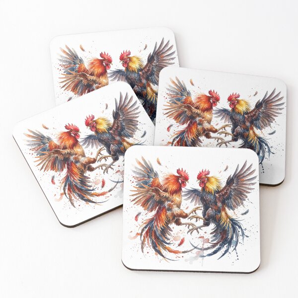 Item preview, Dynamic Watercolor Illustration of Two Fighting Roosters with Splatter designed and sold by jopiew.
