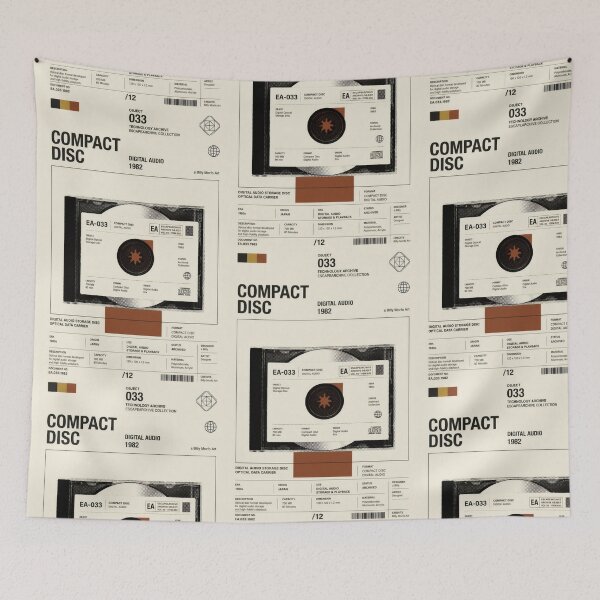 Item preview, Compact Disc 1982 Technology Archive - Swiss Style Retro Audio Blueprint Poster designed and sold by Billy Morfo™.