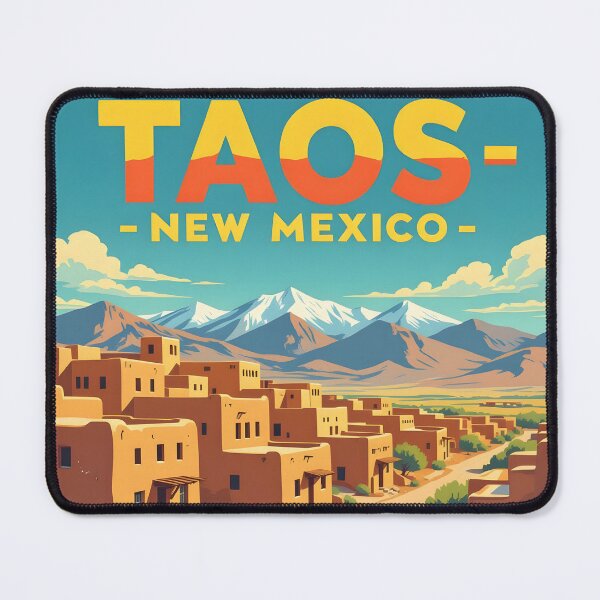 Item preview, Taos New Mexico – Vintage Adobe Village Travel Poster designed and sold by LSVart.