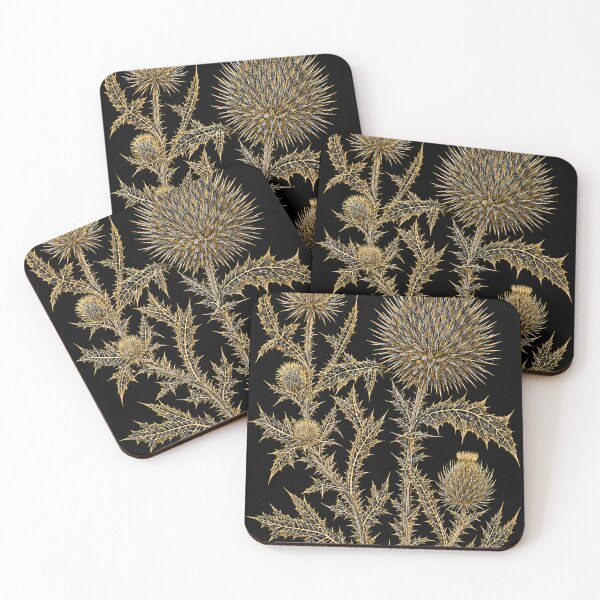 Item preview, Gold on black thistles designed and sold by andreisky.