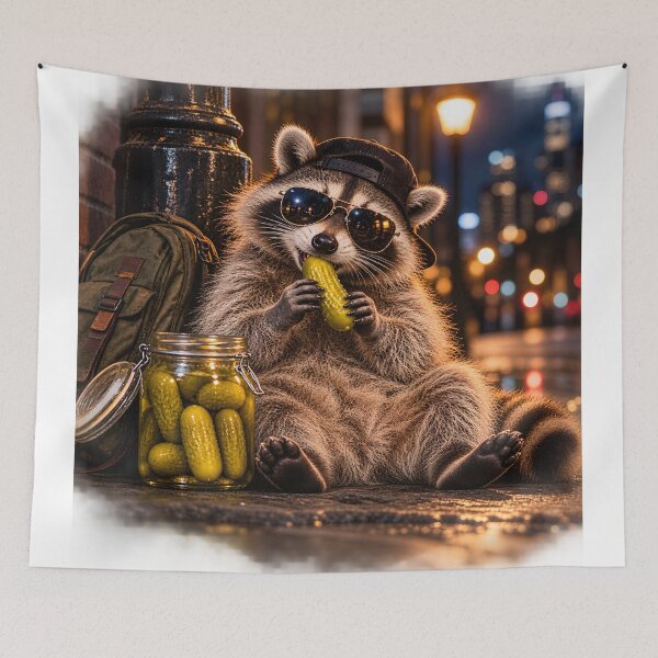 Item preview, Raccoon Eating Pickles designed and sold by Clothes With Smiling Animals Walt Gral.