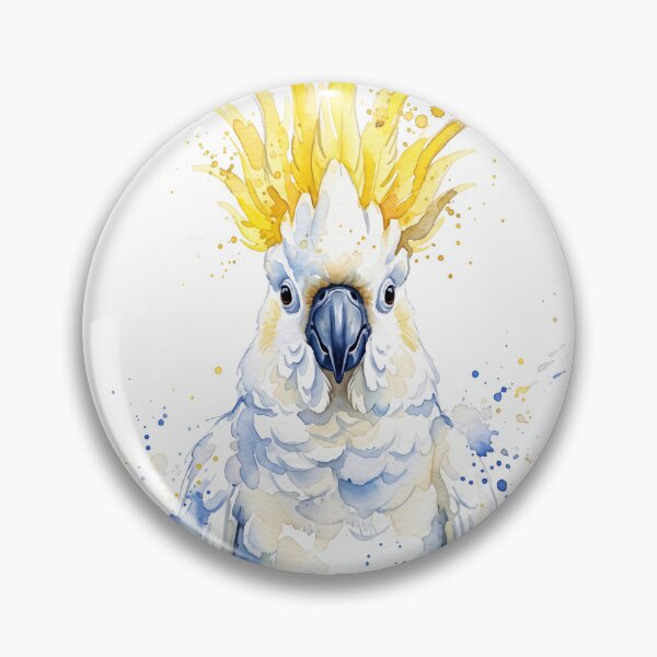 Aperçu de l'œuvre Portrait d'un cacatoès blanc à huppe jaune (illustration à l'aquarelle) créée et vendue par jopiew.