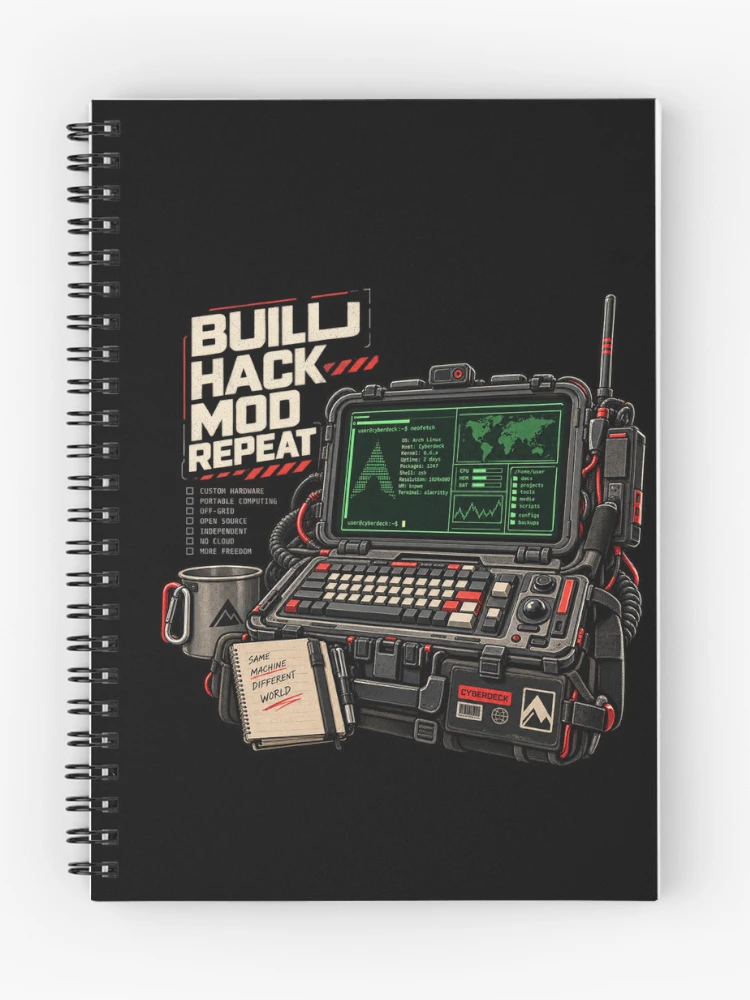 Thumbnail 1 of 3, Journal, DIY Cyberdeck Computer – Build Hack Mod Repeat | Raspberry Pi & Linux Field Terminal designed and sold by amndro.