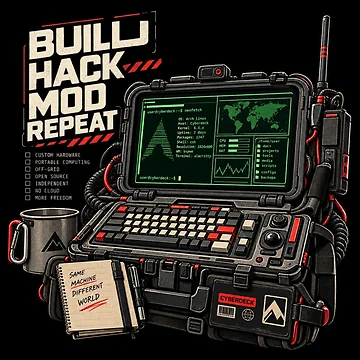 Artwork thumbnail, DIY Cyberdeck Computer – Build Hack Mod Repeat | Raspberry Pi & Linux Field Terminal by amndro