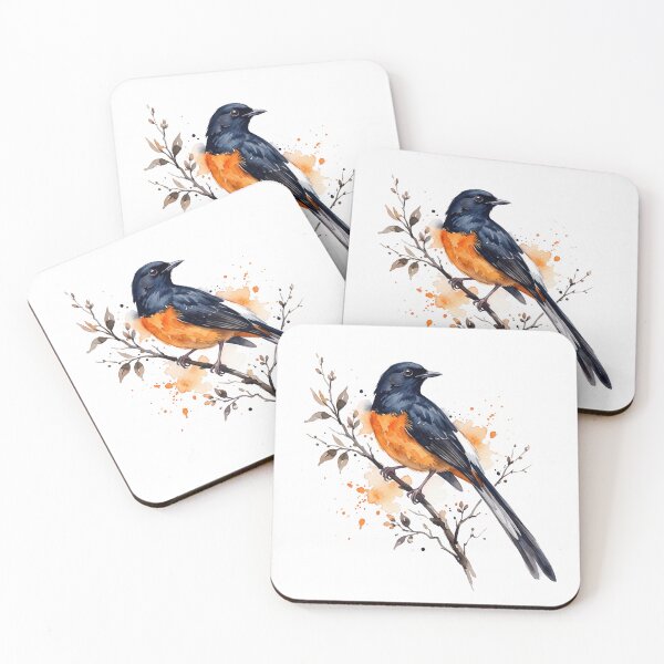Item preview, Watercolor Songbird Perched on a Delicate Branch designed and sold by jopiew.