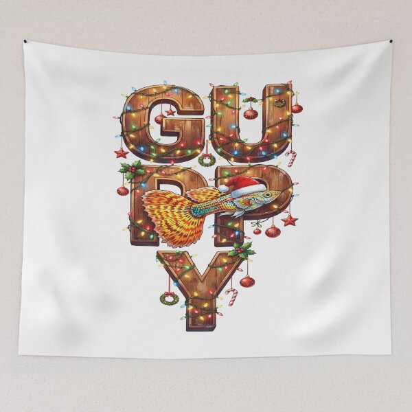 Item preview, Christmas Guppy Fish Aquarium Holiday designed and sold by TankTherapyArt.