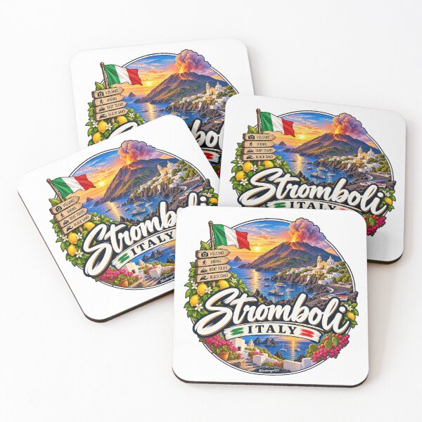 Item preview, Stromboli Italy – Active volcano, lava & sunset, vintage design designed and sold by Wandervogel123.