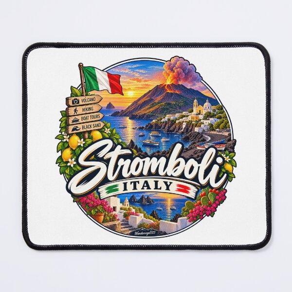 Item preview, Stromboli Italy – Active volcano, lava & sunset, vintage design designed and sold by Wandervogel123.