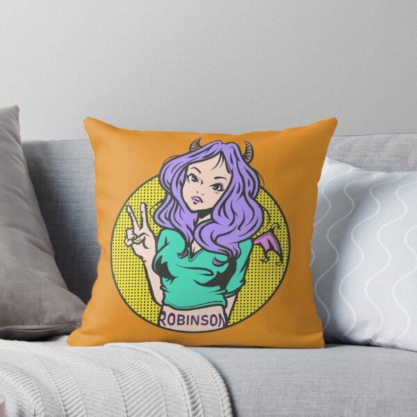 Item preview, Purple Hair Devil Girl – Kawaii Peace Sign Comic Art designed and sold by robinsonartz.