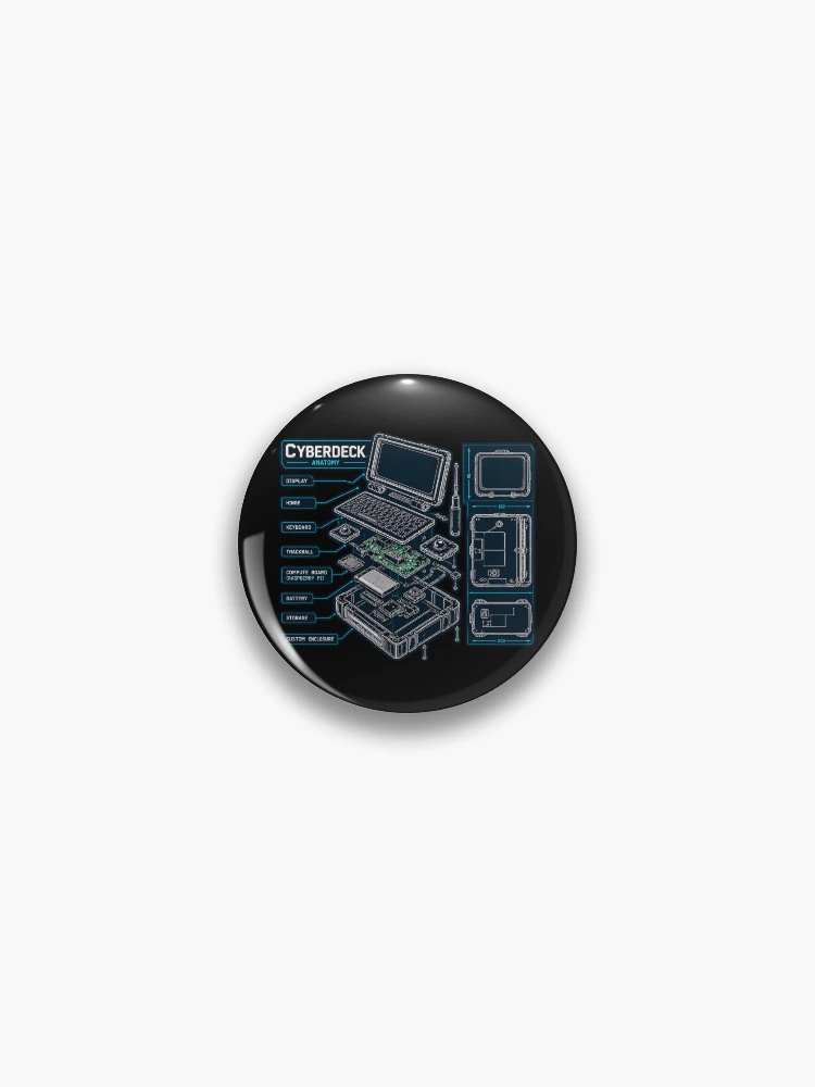 Thumbnail 1 of 3, Pin, Cyberdeck Anatomy Blueprint – DIY Raspberry Pi Portable Computer Exploded View designed and sold by amndro.