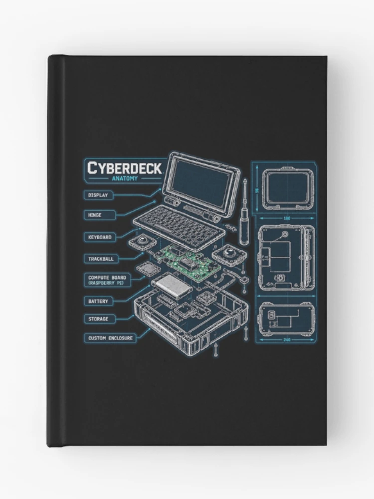 Thumbnail 1 of 3, Journal, Cyberdeck Anatomy Blueprint – DIY Raspberry Pi Portable Computer Exploded View designed and sold by amndro.