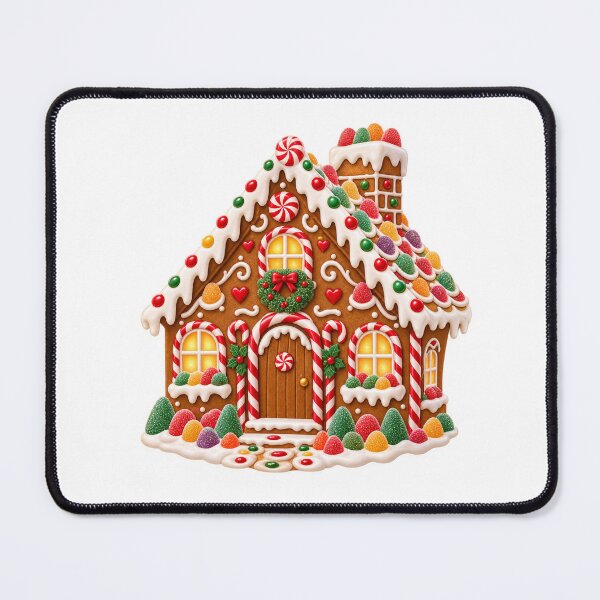 Item preview, Gingerbread Christmas House with Candy Canes – Festive Holiday Art designed and sold by Pixanova.