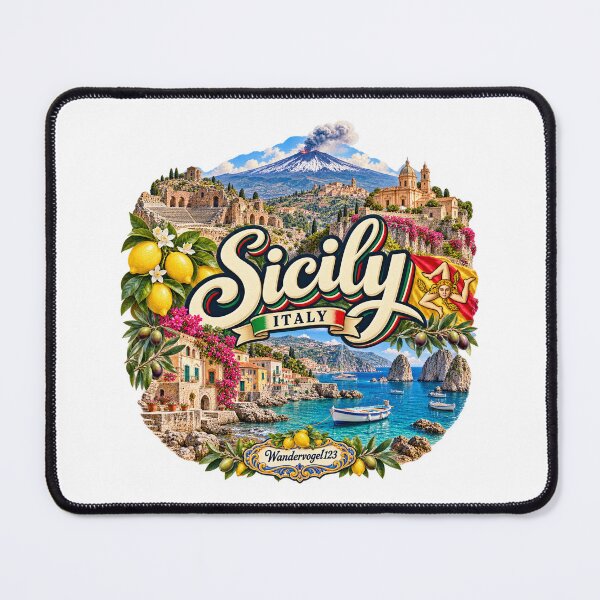 Item preview, Sicily, Italy – Mount Etna Volcano: Antique & Mediterranean Vintage Design designed and sold by Wandervogel123.