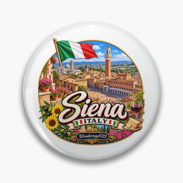 Item preview, Siena, Italy – Piazza del Campo, Cathedral & Tuscan Vintage Design designed and sold by Wandervogel123.