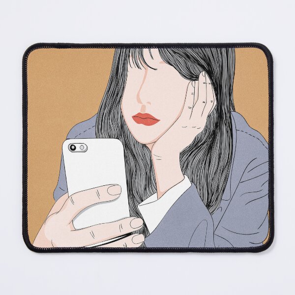 Item preview, Phone Scrolling Aesthetic Girl Minimalist Line Art designed and sold by Chroma Art Co.