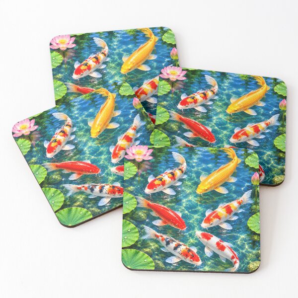 Item preview, Colourful Japanese Koi Fish in Lotus Pond designed and sold by MagicCrystal.
