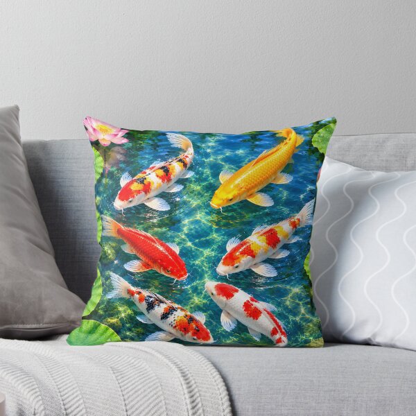 Item preview, Colourful Japanese Koi Fish in Lotus Pond designed and sold by MagicCrystal.