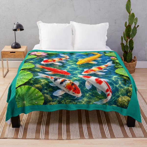 Item preview, Colourful Japanese Koi Fish in Lotus Pond designed and sold by MagicCrystal.