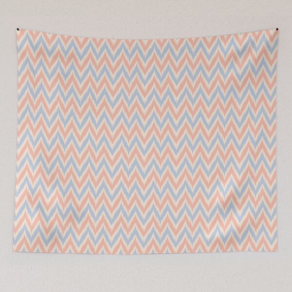 Item preview, Pastel Ikat Chevron Pattern – Coral Pink, Dusty Blue & Cream designed and sold by Retro Street Studios.