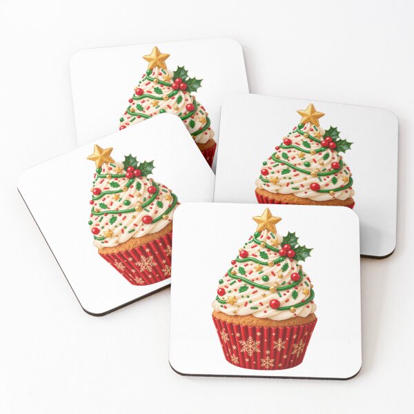 Item preview, Christmas Tree Cupcake Clipart – Festive Holiday Dessert designed and sold by Pixanova.