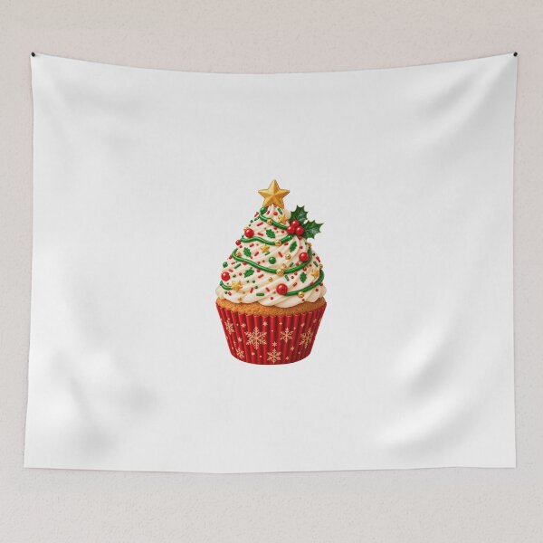 Item preview, Christmas Tree Cupcake Clipart – Festive Holiday Dessert designed and sold by Pixanova.