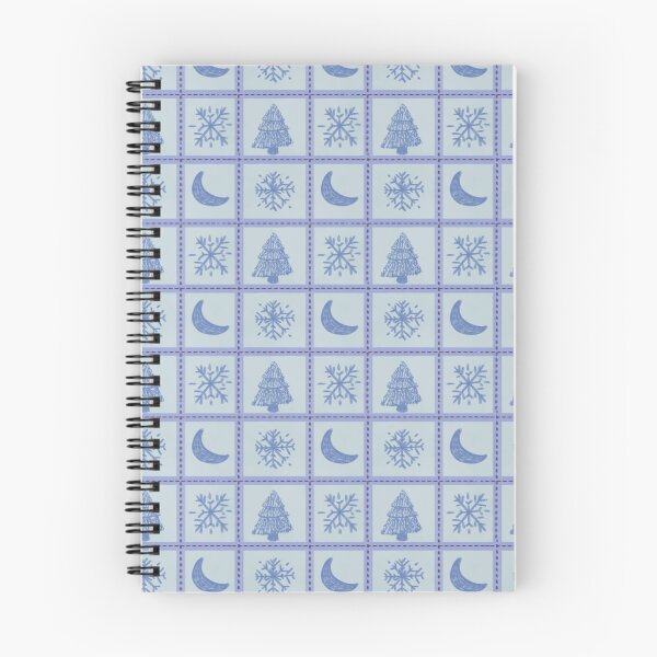Aperçu de l'œuvre Motif patchwork d'hiver : flocons de neige, sapins et lune créée et vendue par LeelaLab.