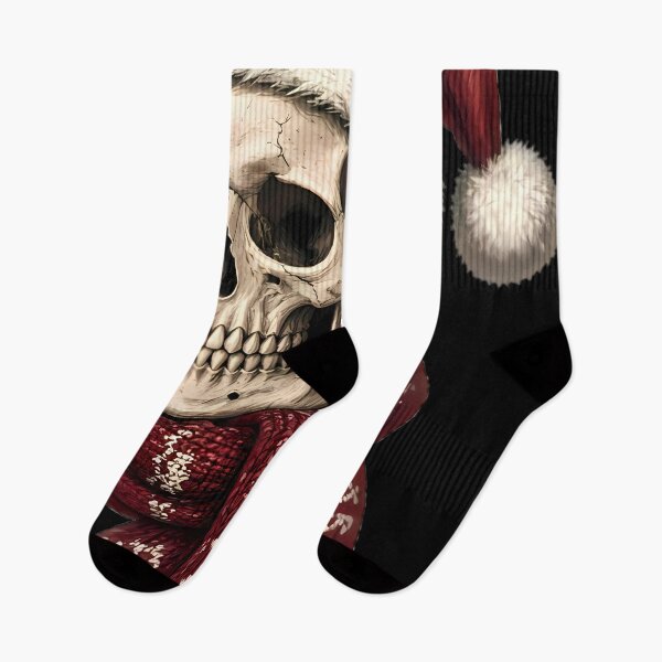 Item preview, Skull Wearing Santa Hat and Knit Scarf designed and sold by Linework Studio.