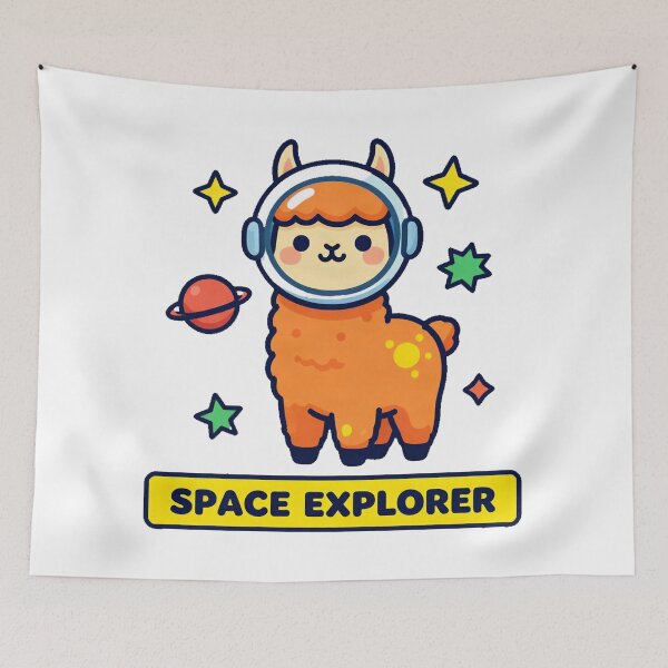 Item preview, Space Explorer Cute Alpaca Art designed and sold by Arc2020.