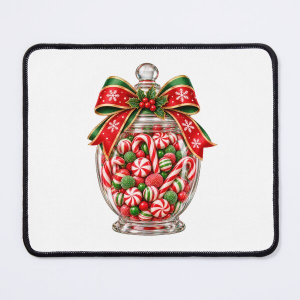 Item preview, Christmas Candy Jar with Peppermint Candies and Festive Red Bow designed and sold by Pixanova.