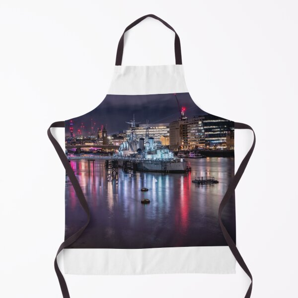 Item preview, HMS Belfast Illuminated on the River Thames at Night designed and sold by Astute-Artio-Photography.
