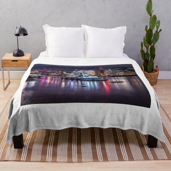 Item preview, HMS Belfast Illuminated on the River Thames at Night designed and sold by Astute-Artio-Photography.
