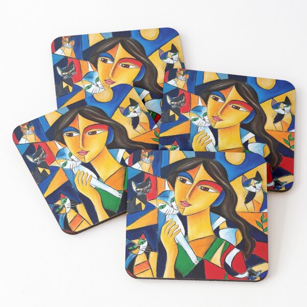 Item preview, Cat Jealousy - Cubist Cat Painting designed and sold by ArtHametaj.