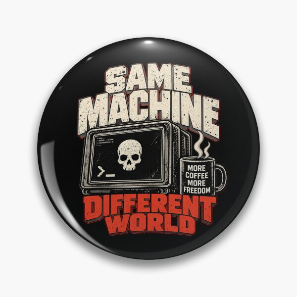 Item preview, Cyberdeck Hacker Humor – Same Machine Different World | Retro Computer & Coffee Design designed and sold by amndro.