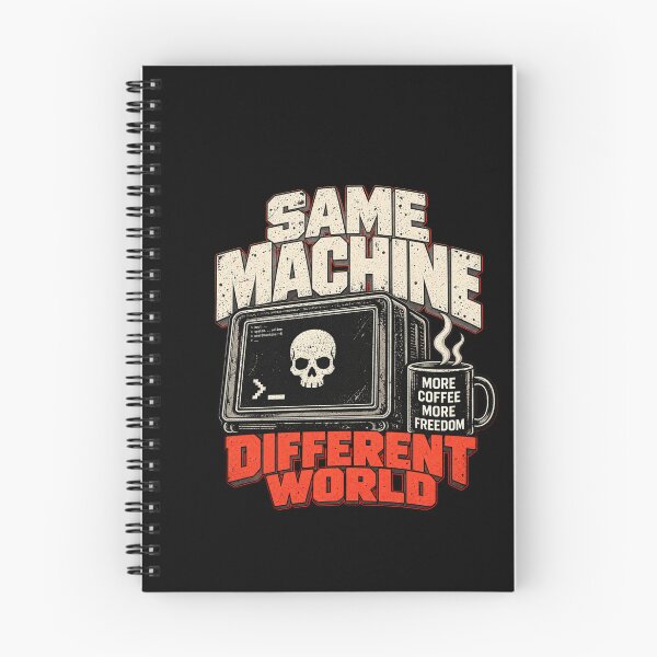 Item preview, Cyberdeck Hacker Humor – Same Machine Different World | Retro Computer & Coffee Design designed and sold by amndro.