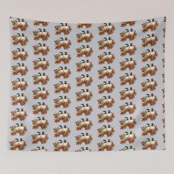 Item preview, Chickadee Couple in Maple Tree, Autumn, Birds designed and sold by JoyfulWhimsy.