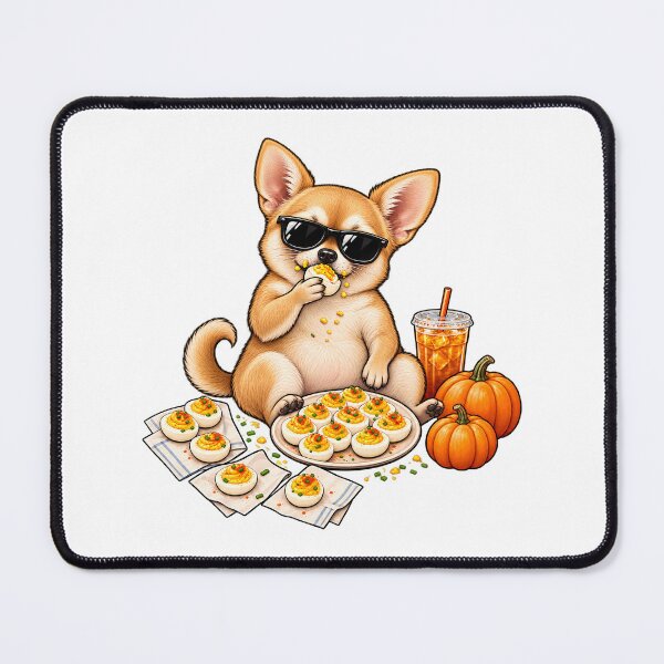 Item preview, Cool Dog Wearing Sunglasses Eating Deviled Eggs And Pumpkins Funny Graphic designed and sold by CozyCubs-Art.