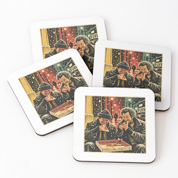Item preview, Wet Bandits Harry And Marv Eating Pizza Vintage Graphic designed and sold by CozyCubs-Art.