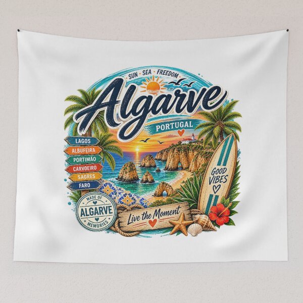 Item preview, Algarve Portugal – Dreamlike beaches, cliffs & surf vintage design designed and sold by Wandervogel123.