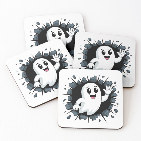 Item preview, Waving Ghost Breaking Wall – Comic Halloween Phantom Art designed and sold by jkrphoto.
