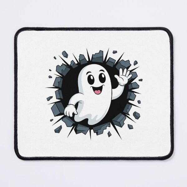 Item preview, Waving Ghost Breaking Wall – Comic Halloween Phantom Art designed and sold by jkrphoto.