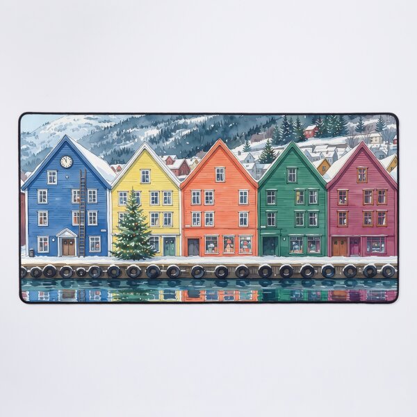 Item preview, Bergen Norway Wall Art – Scandinavian Cityscape Painting designed and sold by POSTERIOCREW.