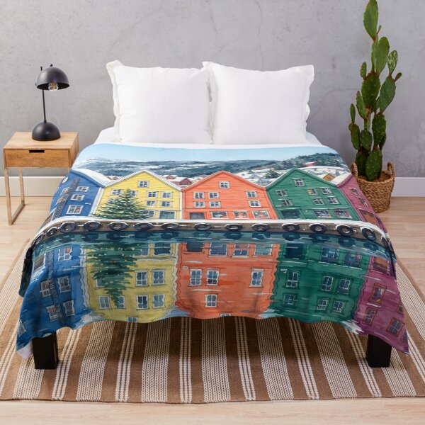Item preview, Bergen Norway Wall Art – Scandinavian Cityscape Painting designed and sold by POSTERIOCREW.