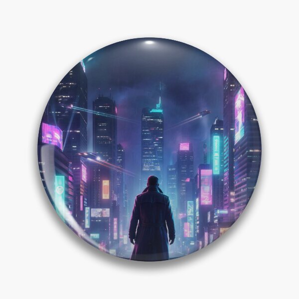 Item preview, Neon Skyline Vigil Cyberpunk City designed and sold by SnazzifyDigital.