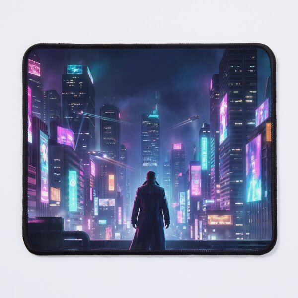 Item preview, Neon Skyline Vigil Cyberpunk City designed and sold by SnazzifyDigital.