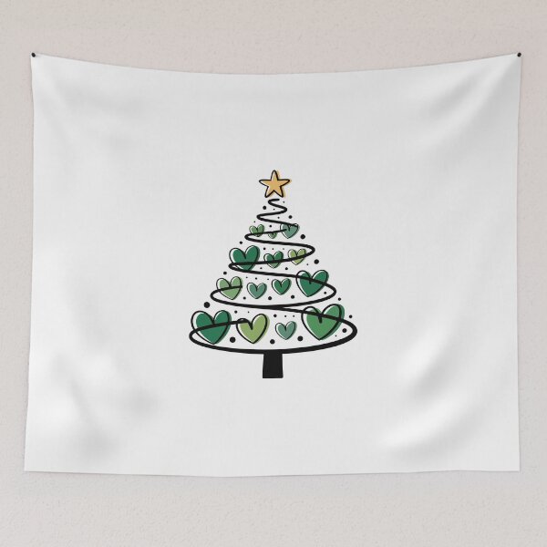 Item preview, Christmas Tree Green Hearts – Minimalist Holiday Doodle Art designed and sold by jkrphoto.