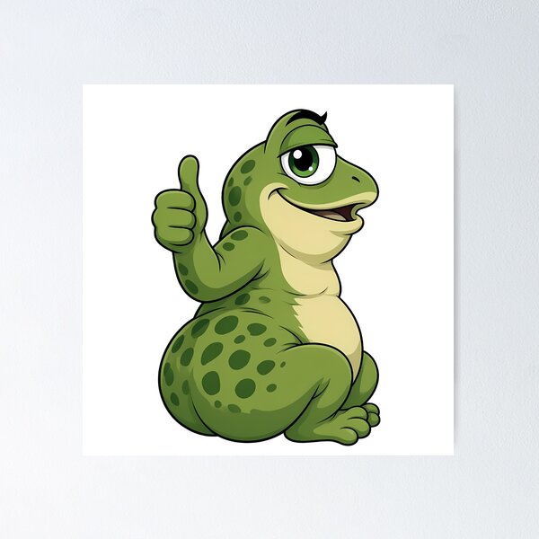 Item preview, Fat frog with raised thumb designed and sold by design-rebell.