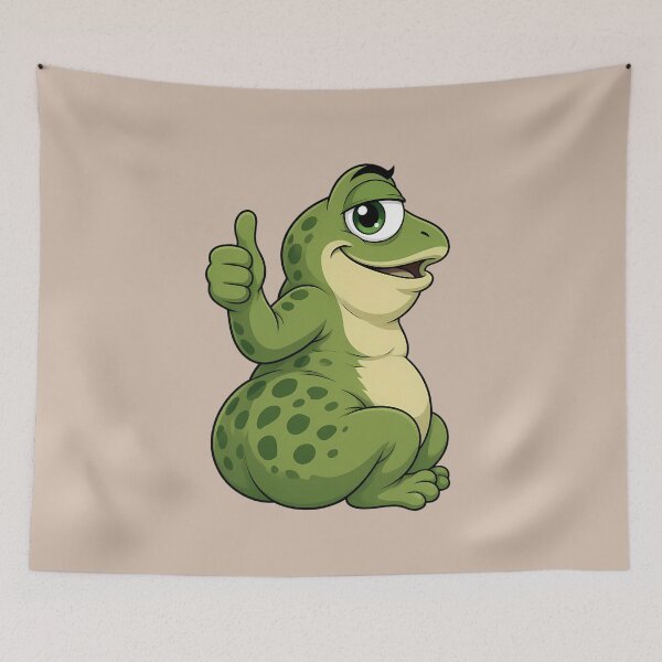 Item preview, Fat frog with raised thumb designed and sold by design-rebell.