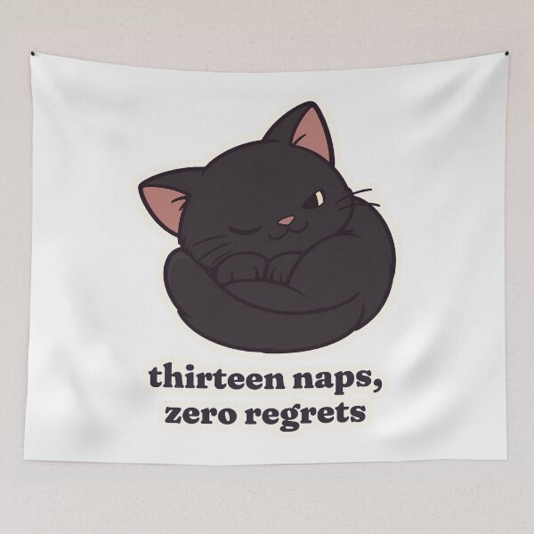 Item preview, Lazy Black Cat Thirteen Naps Zero Regrets designed and sold by OuqCreations.