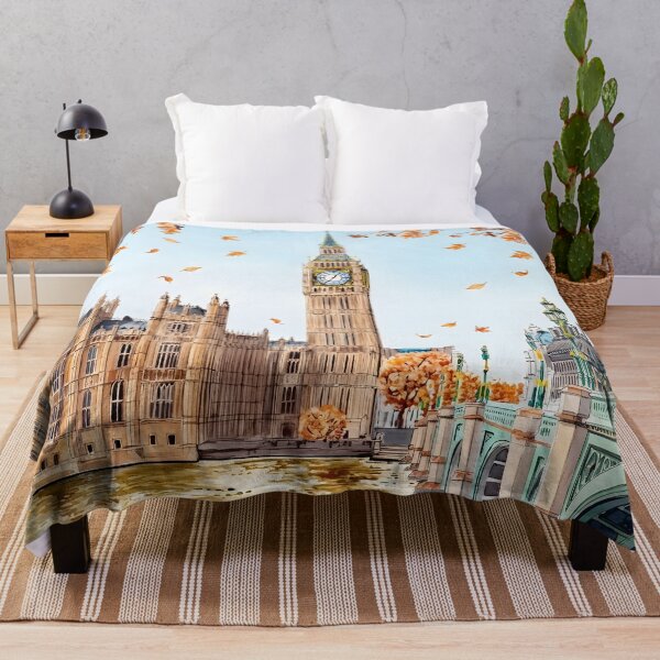 Artikelvorschau, Aquarelldruck von Big Ben, London – Vintage-Herbststadtansicht entworfen und verkauft von POSTERIOCREW.