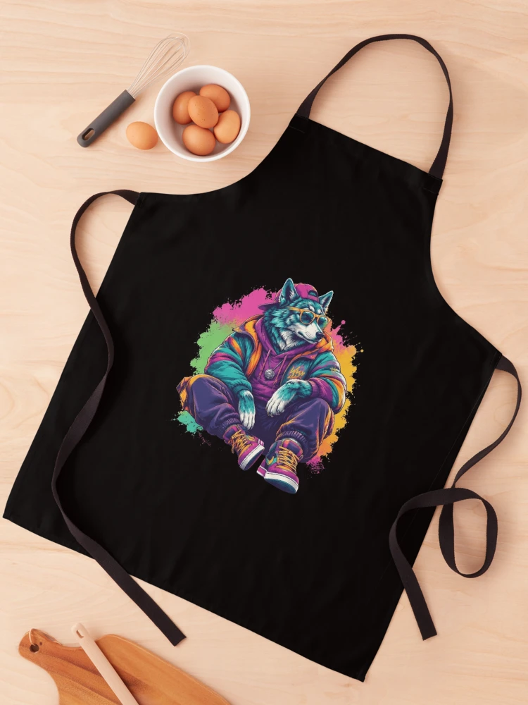 Thumbnail 1 of 6, Apron, Cool Wolf Rapper designed and sold by Samson-Benjamin.